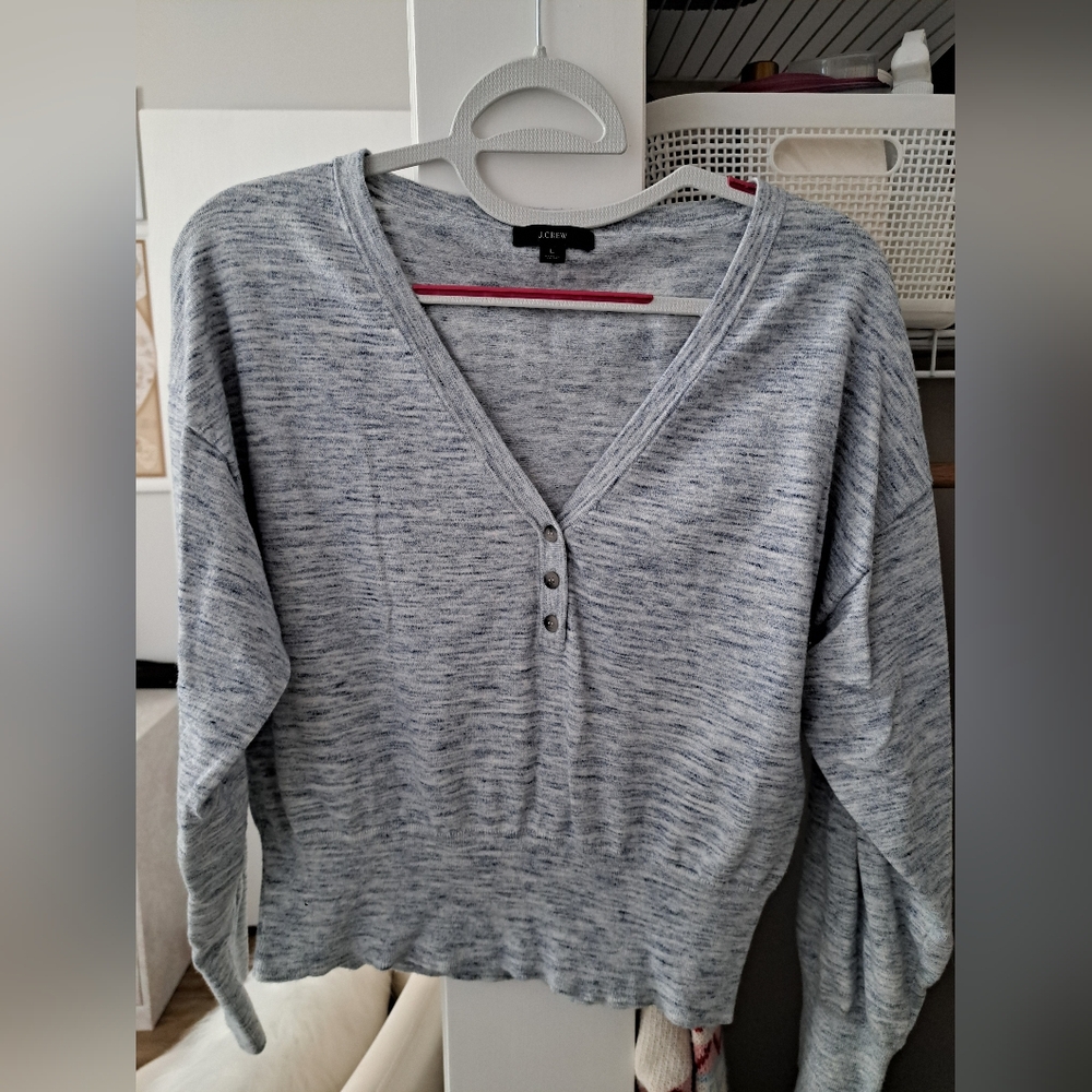 J. Crew Light Gray V-Neck Top